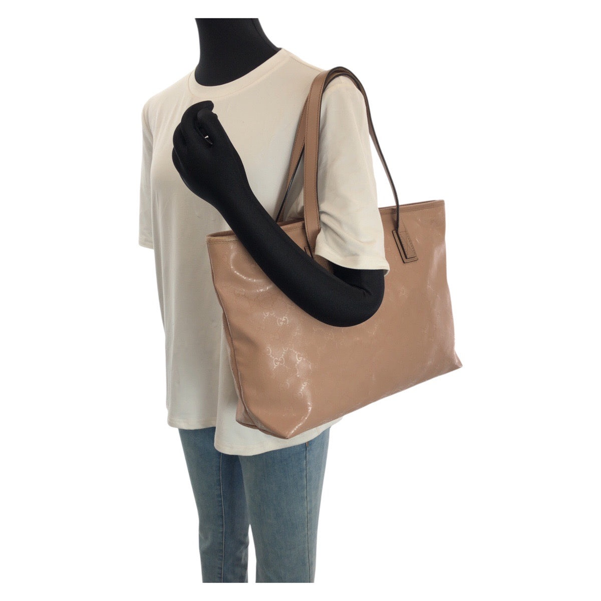 24099
GUCCI グッチ GGインプリメ ピンク ゴールド金具 PVC 211137 トートバッグ ショルダーバッグ レディース AB30