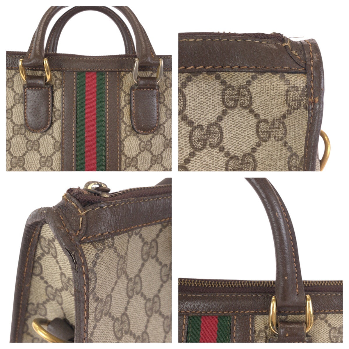 24100
GUCCI グッチ ヴィンテージ シェリーライン ベージュ ブラウン ゴールド金具 GGスプリームキャンバス / レザー 24 02 1886 ハンドバッグ トートバッグ レディース AB30