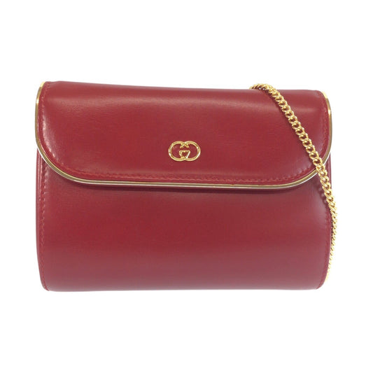 24102
GUCCI グッチ ヴィンテージ インターロッキング ヴィンテージ レッド ワインレッド ゴールド金具 レザー 004 056 0960 チェーンショルダーバッグ レディース ABP52