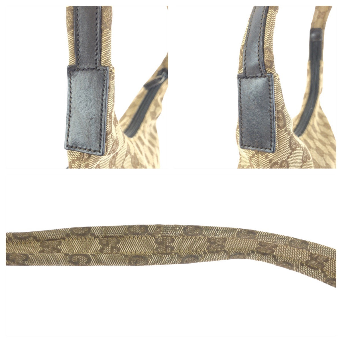 24103
GUCCI グッチ ブラウン ベージュ シルバー金具 GGキャンバス / レザー 001 3386 ショルダーバッグ ハンドバッグ レディース AB30