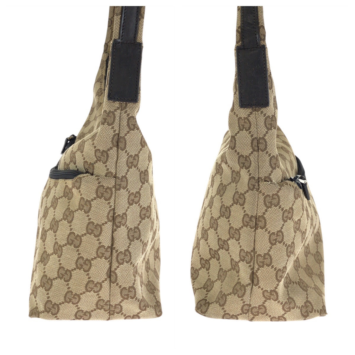 24103
GUCCI グッチ ブラウン ベージュ シルバー金具 GGキャンバス / レザー 001 3386 ショルダーバッグ ハンドバッグ レディース AB30