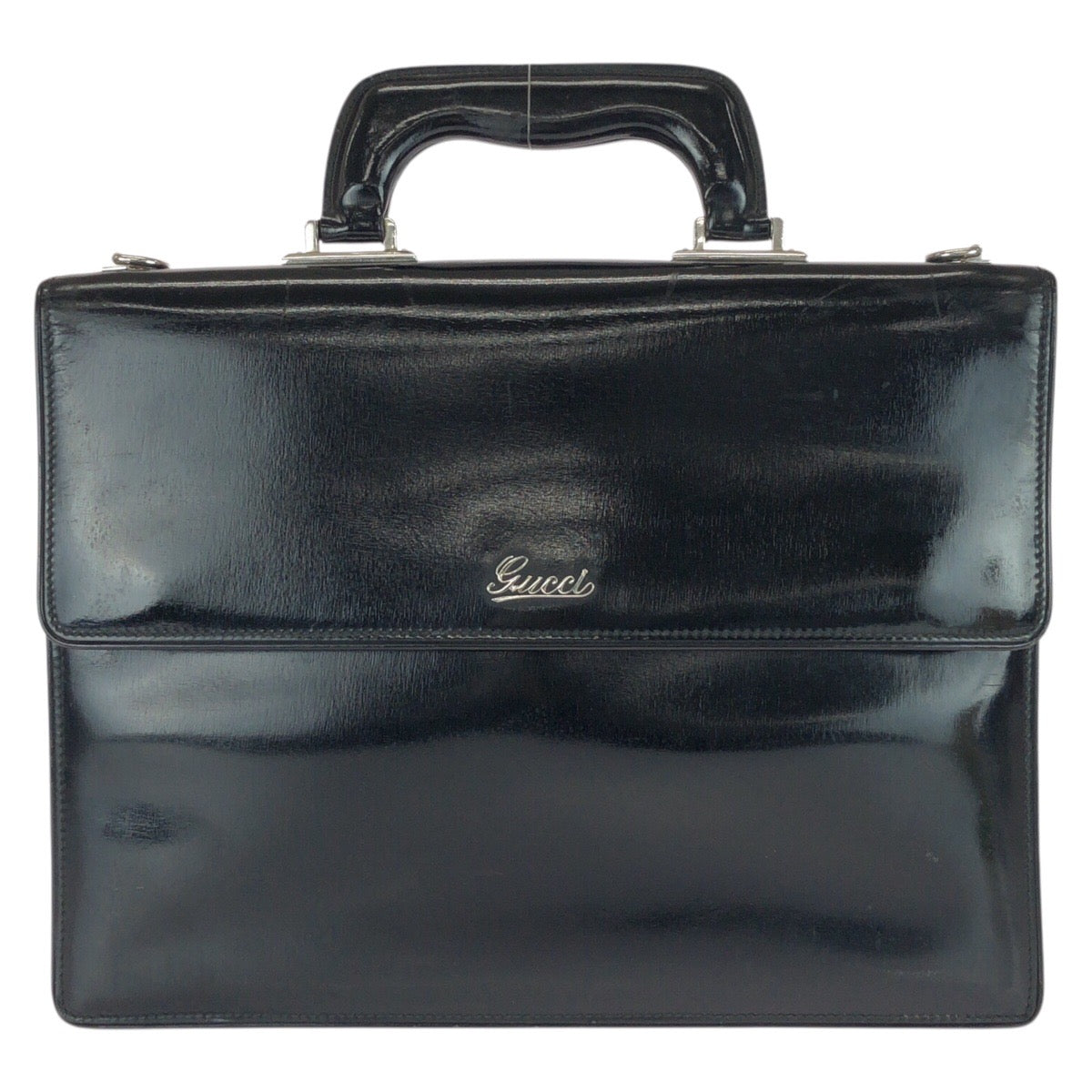 24106
GUCCI グッチ ヴィンテージ オールドグッチ ブラック 黒 シルバー金具 レザー 194462 ビジネスバッグ ブリーフケース メンズ AB30