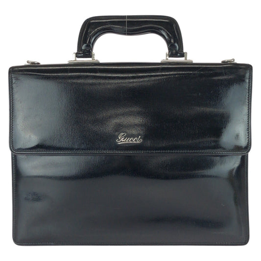 24106
GUCCI グッチ ヴィンテージ オールドグッチ ブラック 黒 シルバー金具 レザー 194462 ビジネスバッグ ブリーフケース メンズ AB30
