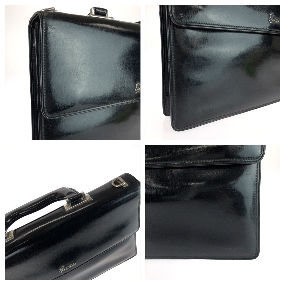 24106
GUCCI グッチ ヴィンテージ オールドグッチ ブラック 黒 シルバー金具 レザー 194462 ビジネスバッグ ブリーフケース メンズ AB30