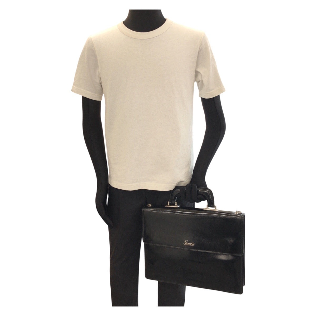 24106
GUCCI グッチ ヴィンテージ オールドグッチ ブラック 黒 シルバー金具 レザー 194462 ビジネスバッグ ブリーフケース メンズ AB30