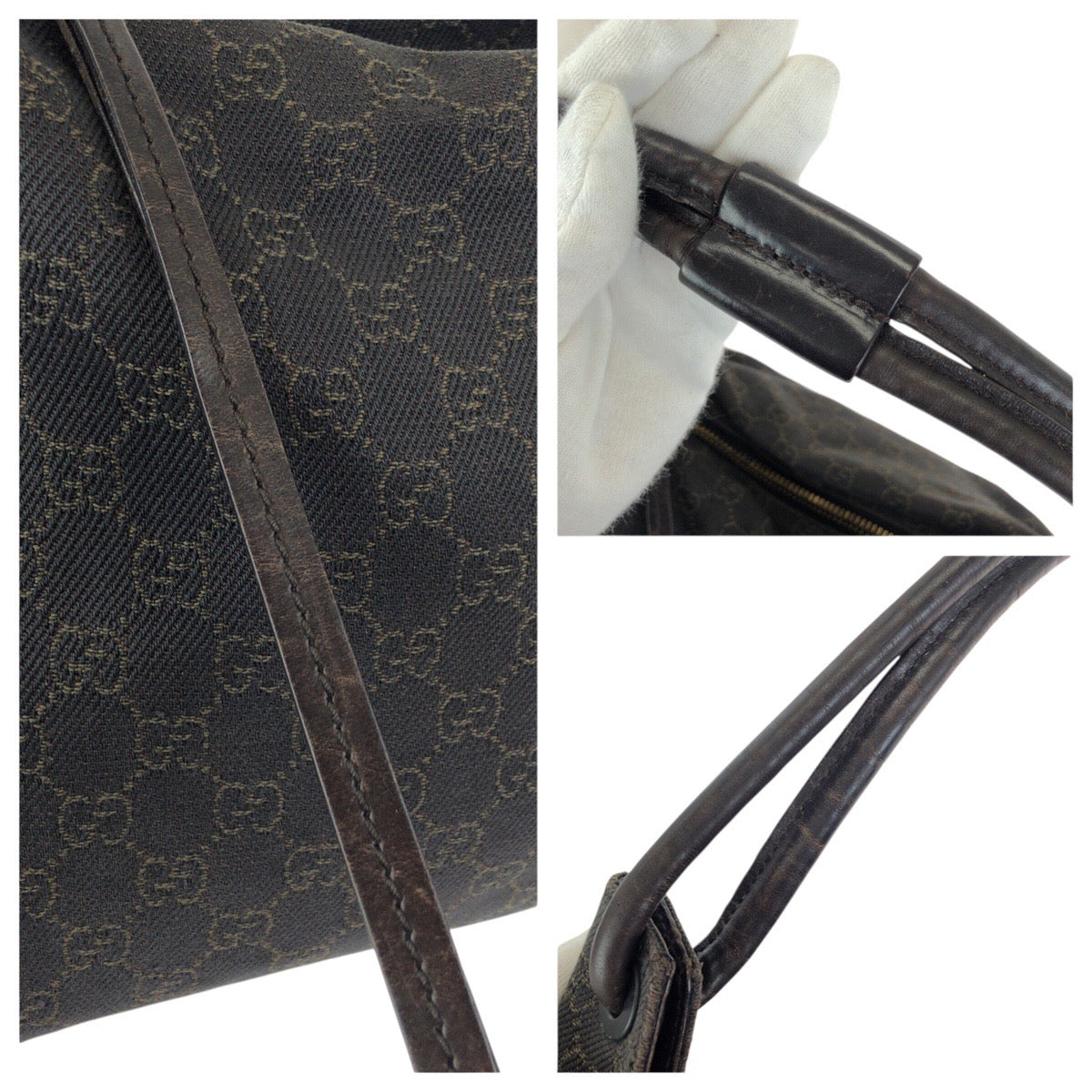 24108
GUCCI グッチ ダークブラウン ゴールド金具 GGキャンバス / レザー 101292 ショルダーバッグ ハンドバッグ レディース AB28