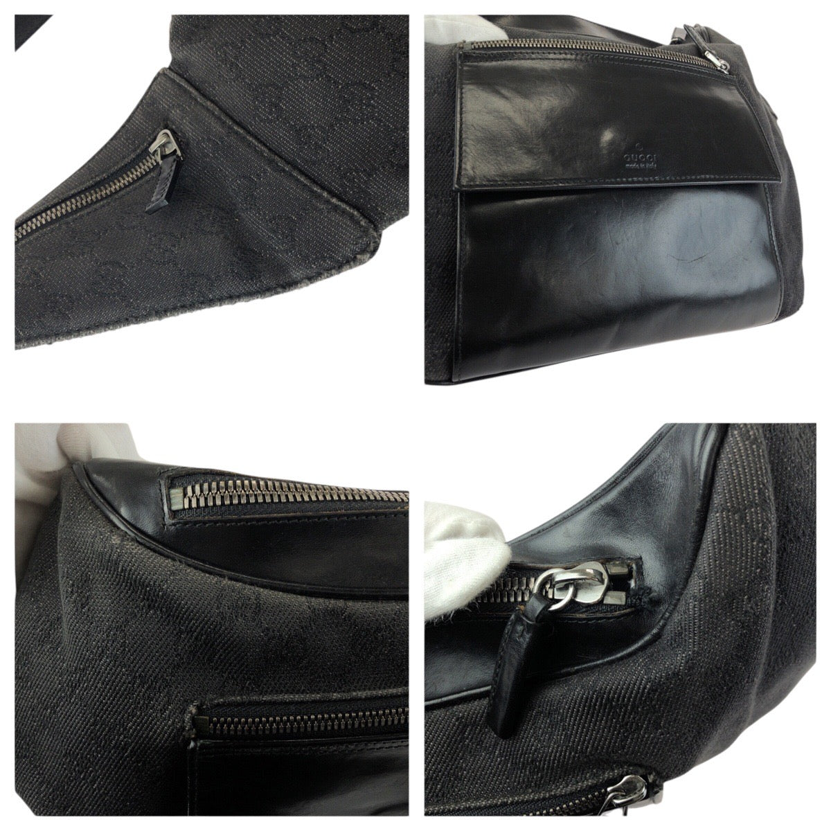 24110
GUCCI グッチ ブラック 黒 シルバー金具 GGキャンバス / レザー 101679 ボディバッグ ショルダーバッグ メンズ AB28
