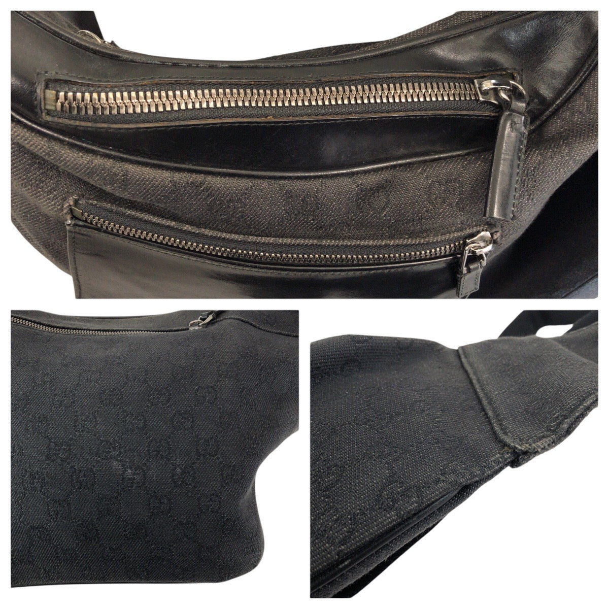 24110
GUCCI グッチ ブラック 黒 シルバー金具 GGキャンバス / レザー 101679 ボディバッグ ショルダーバッグ メンズ AB28