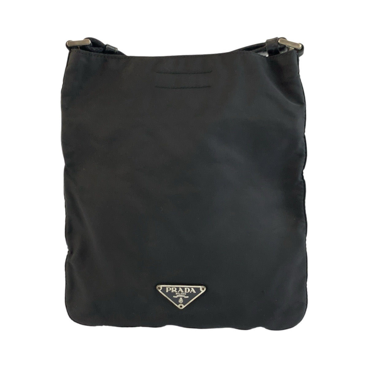 24114
PRADA プラダ テスート 三角ロゴプレート ブラック 黒 シルバー金具 ナイロン ショルダーバッグ ポシェット レディース ABP28