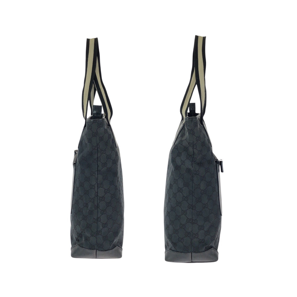 24115
GUCCI グッチ ブラック 黒 シルバー金具 GGキャンバス / レザー 019 0401 トートバッグ ショルダーバッグ レディース AB28