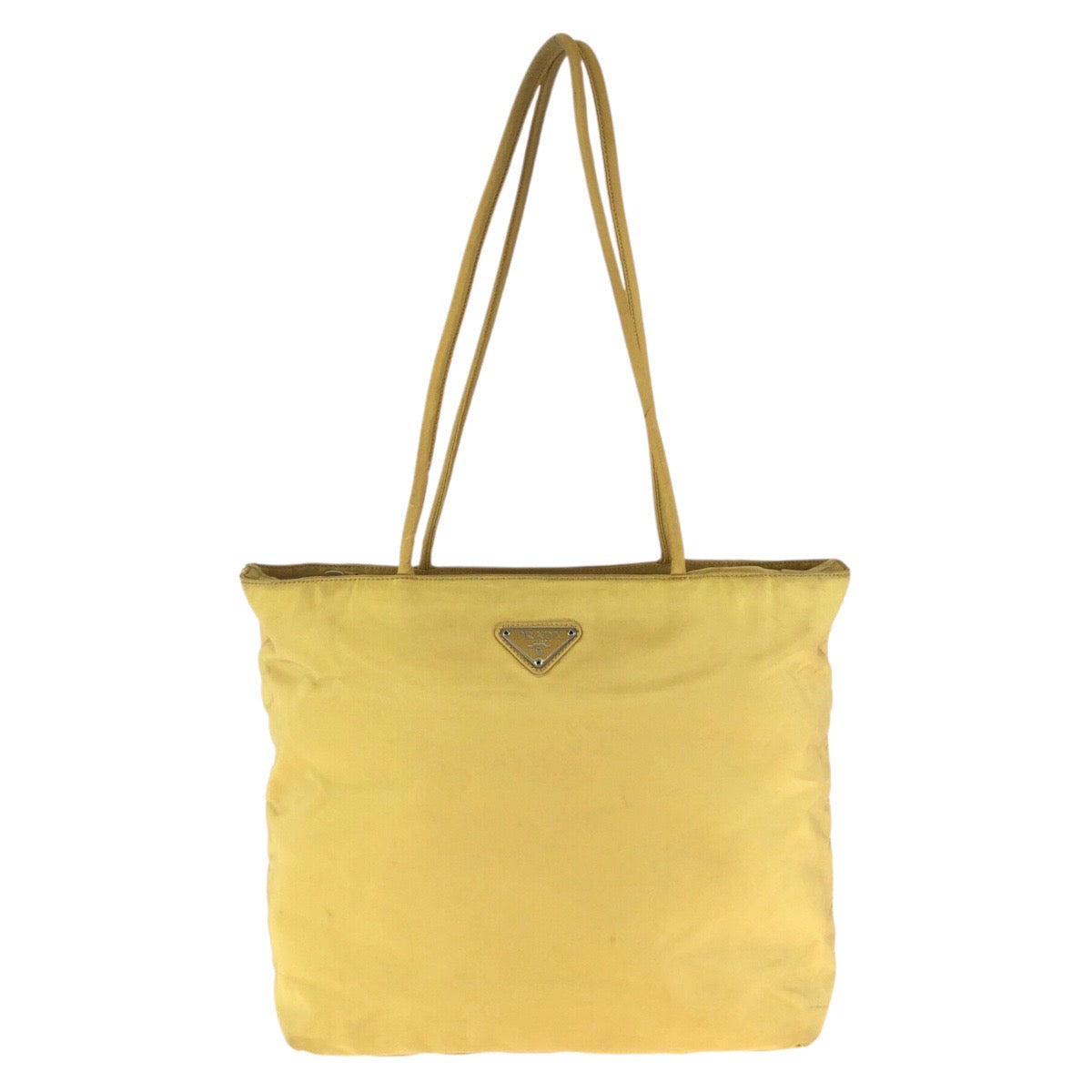 24116
PRADA プラダ テスート 三角ロゴプレート イエロー シルバー金具 ナイロン ショルダーバッグ トートバッグ レディース AB28