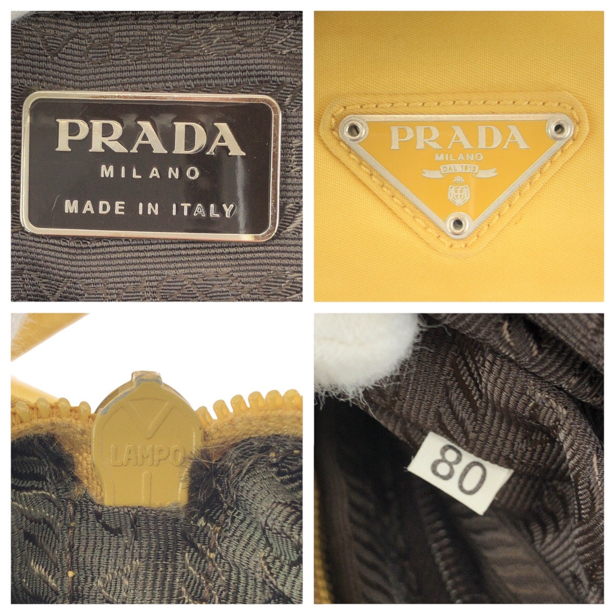 24116
PRADA プラダ テスート 三角ロゴプレート イエロー シルバー金具 ナイロン ショルダーバッグ トートバッグ レディース AB28