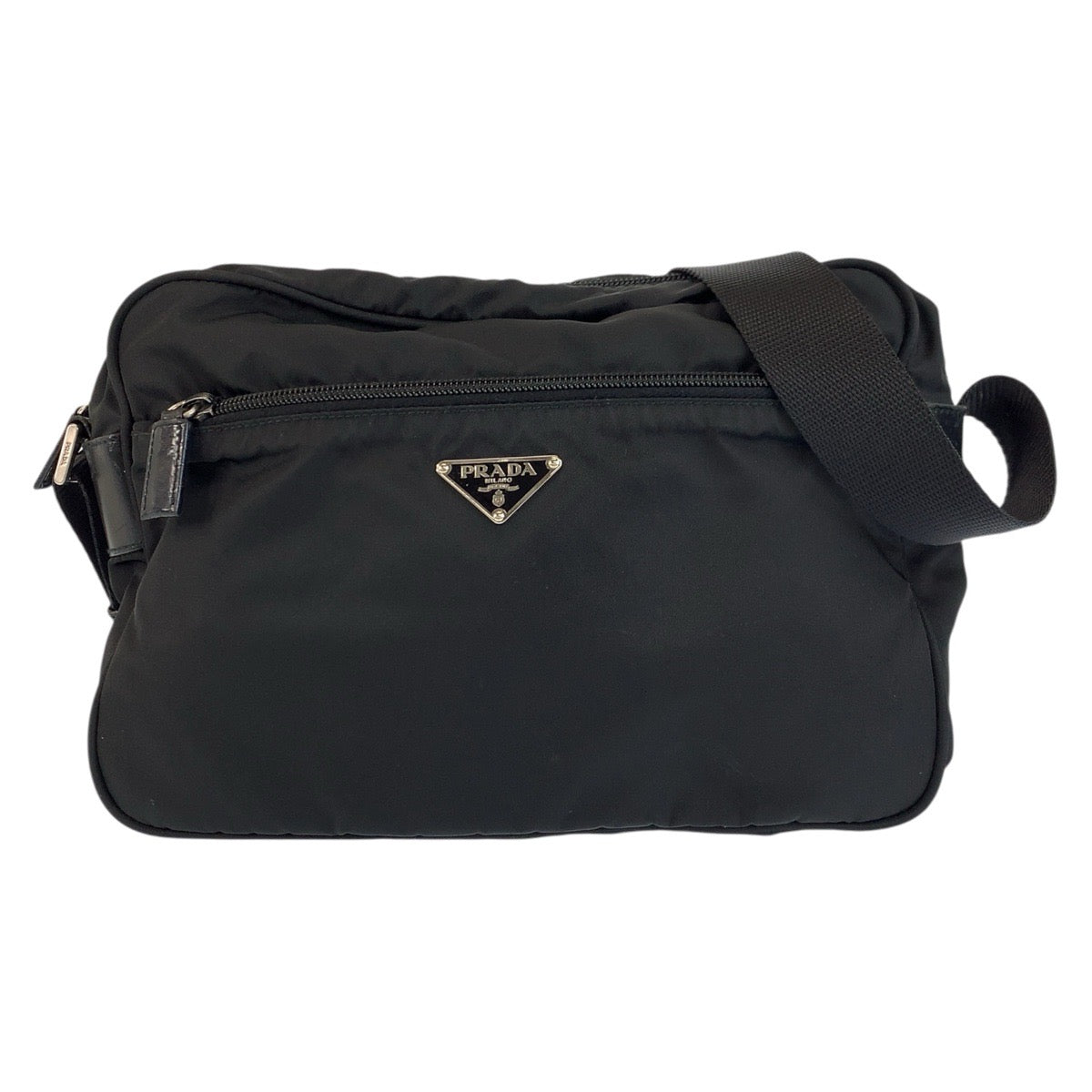 24118
PRADA プラダ テスート 三角ロゴプレート ブラック 黒 シルバー金具 ナイロン ショルダーバッグ ポシェット カメラバッグ メンズ ABP52