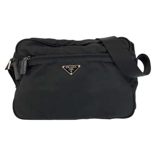 24118
PRADA プラダ テスート 三角ロゴプレート ブラック 黒 シルバー金具 ナイロン ショルダーバッグ ポシェット カメラバッグ メンズ ABP52