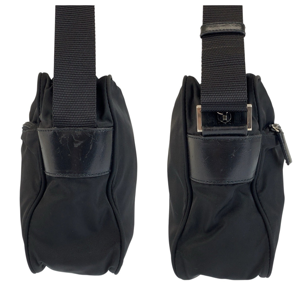 24118
PRADA プラダ テスート 三角ロゴプレート ブラック 黒 シルバー金具 ナイロン ショルダーバッグ ポシェット カメラバッグ メンズ ABP52