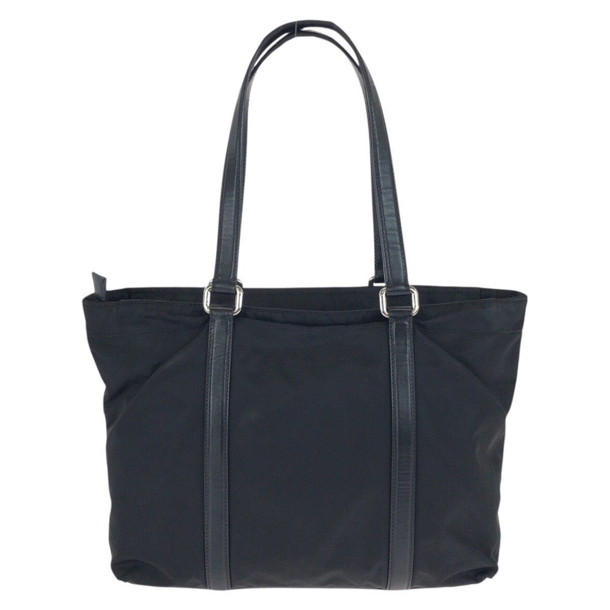 24120
PRADA プラダ テスート サフィアーノ 三角ロゴプレート ブラック 黒 シルバー金具 ナイロン / レザー トートバッグ ショルダーバッグ レディース AB30