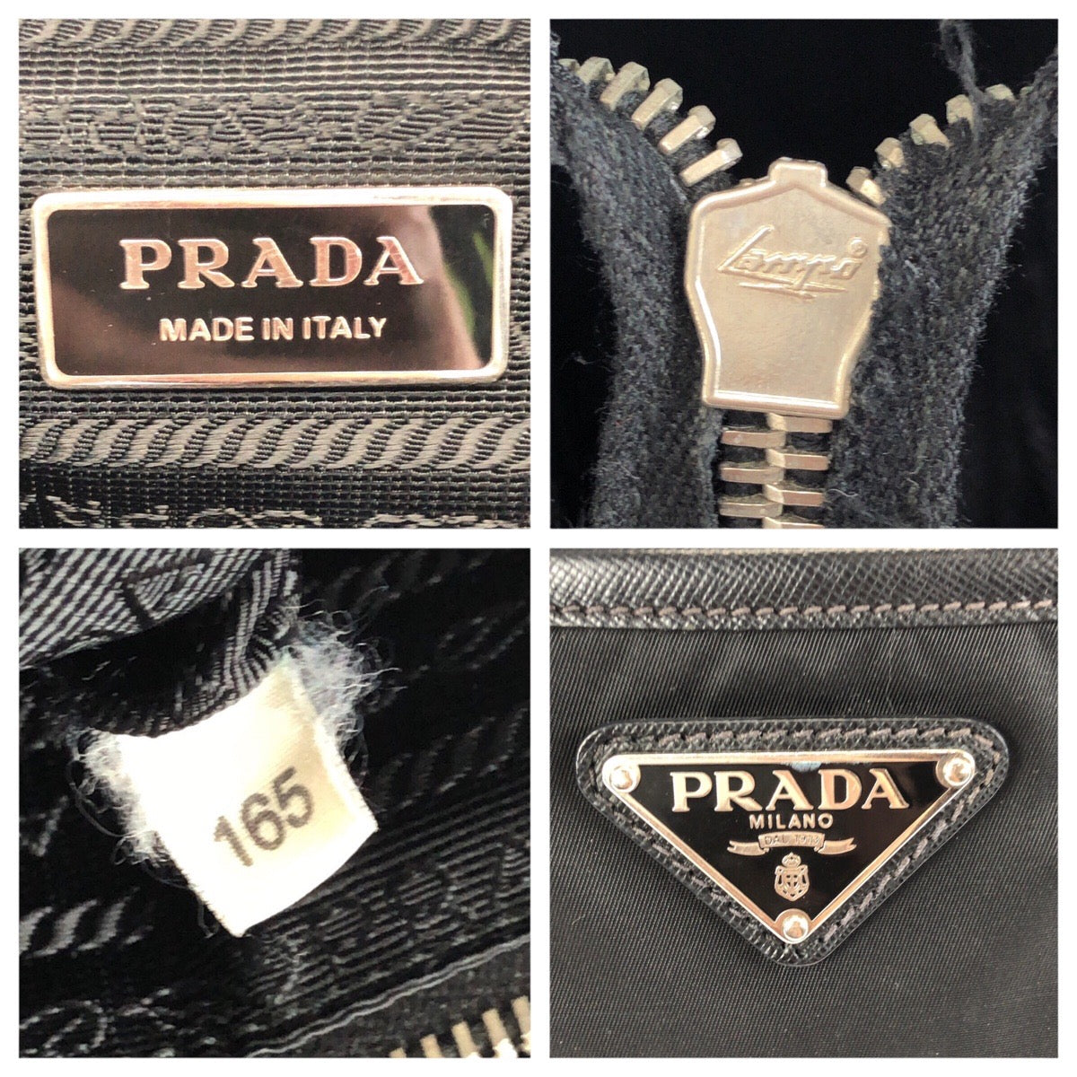24120
PRADA プラダ テスート サフィアーノ 三角ロゴプレート ブラック 黒 シルバー金具 ナイロン / レザー トートバッグ ショルダーバッグ レディース AB30