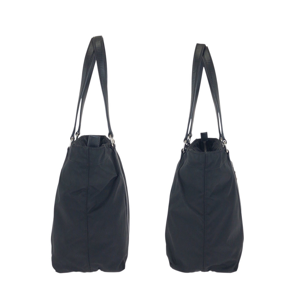 24120
PRADA プラダ テスート サフィアーノ 三角ロゴプレート ブラック 黒 シルバー金具 ナイロン / レザー トートバッグ ショルダーバッグ レディース AB30