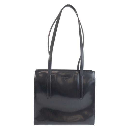 24121
PRADA プラダ ロゴ型押し ブラック 黒 シルバー金具 エナメル トートバッグ ショルダーバッグ レディース ABP36