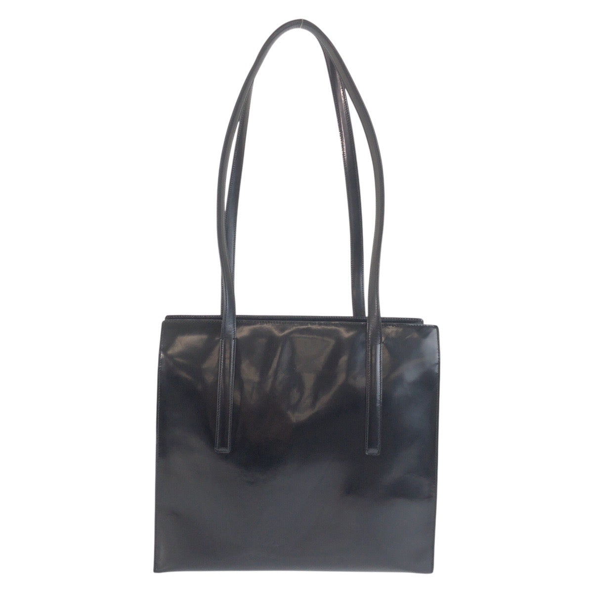 24121
PRADA プラダ ロゴ型押し ブラック 黒 シルバー金具 エナメル トートバッグ ショルダーバッグ レディース ABP36