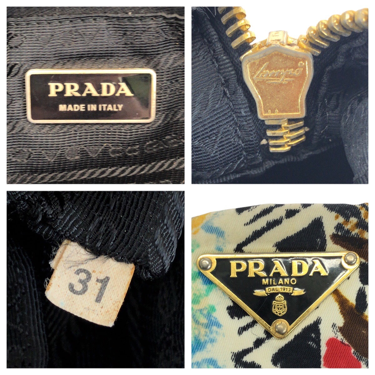 24122
PRADA プラダ テスート 三角ロゴプレート ベネチア ブラック マルチカラー ゴールド金具 ナイロン / レザー ショルダーバッグ トートバッグ レディース AB42