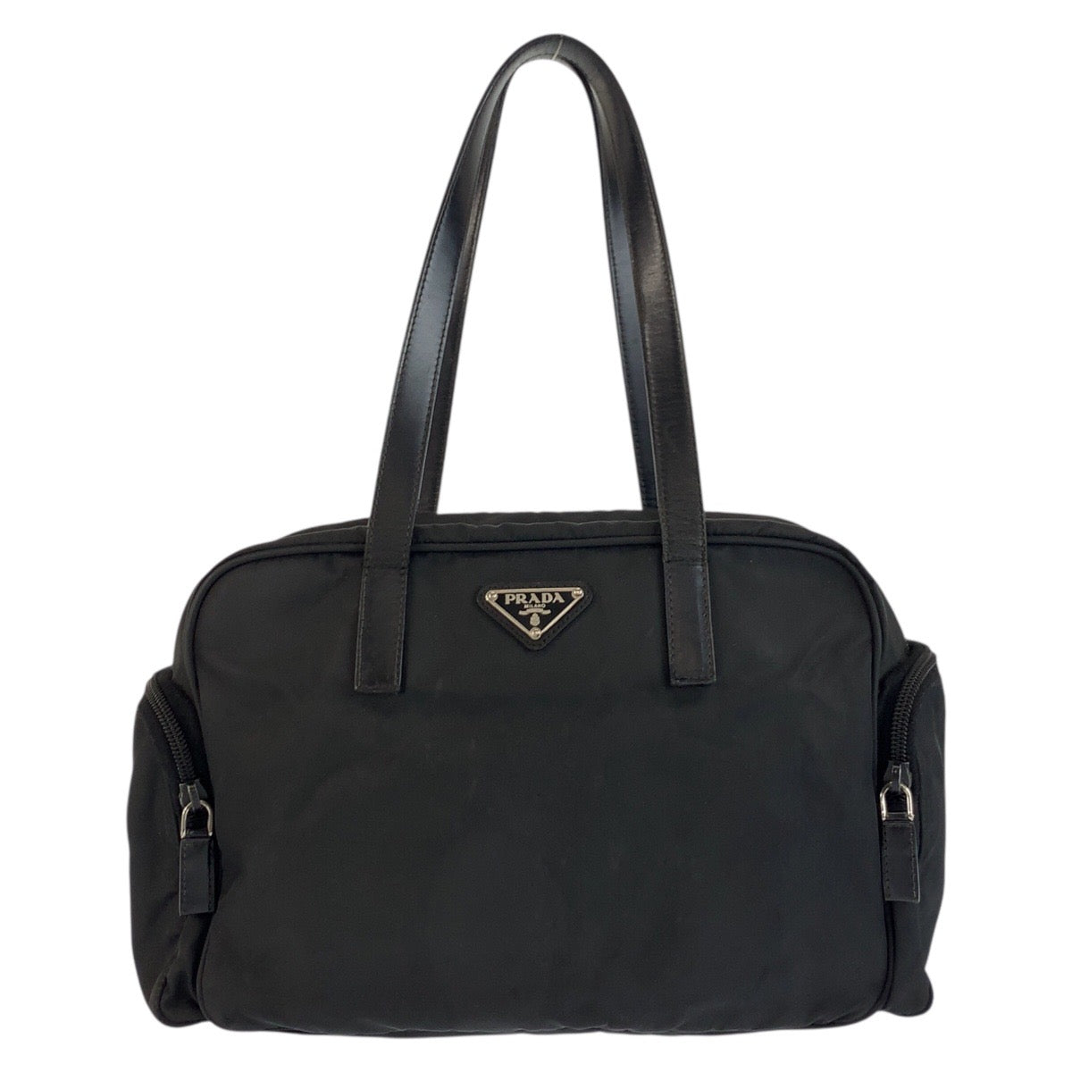 24124
PRADA プラダ テスート 三角ロゴプレート ブラック 黒 シルバー金具 ナイロン ハンドバッグ トートバッグ レディース B21