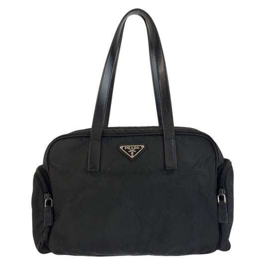 24124
PRADA プラダ テスート 三角ロゴプレート ブラック 黒 シルバー金具 ナイロン ハンドバッグ トートバッグ レディース B21