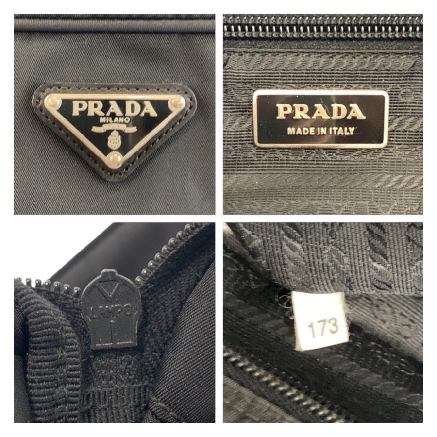 24124
PRADA プラダ テスート 三角ロゴプレート ブラック 黒 シルバー金具 ナイロン ハンドバッグ トートバッグ レディース B21