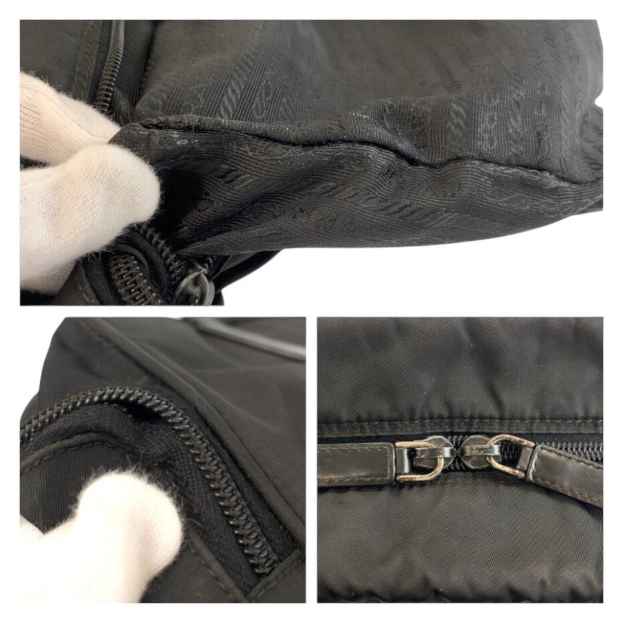 24124
PRADA プラダ テスート 三角ロゴプレート ブラック 黒 シルバー金具 ナイロン ハンドバッグ トートバッグ レディース B21