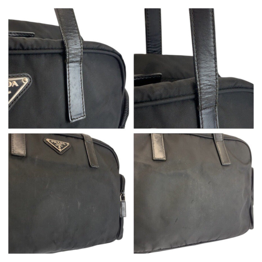 24124
PRADA プラダ テスート 三角ロゴプレート ブラック 黒 シルバー金具 ナイロン ハンドバッグ トートバッグ レディース B21