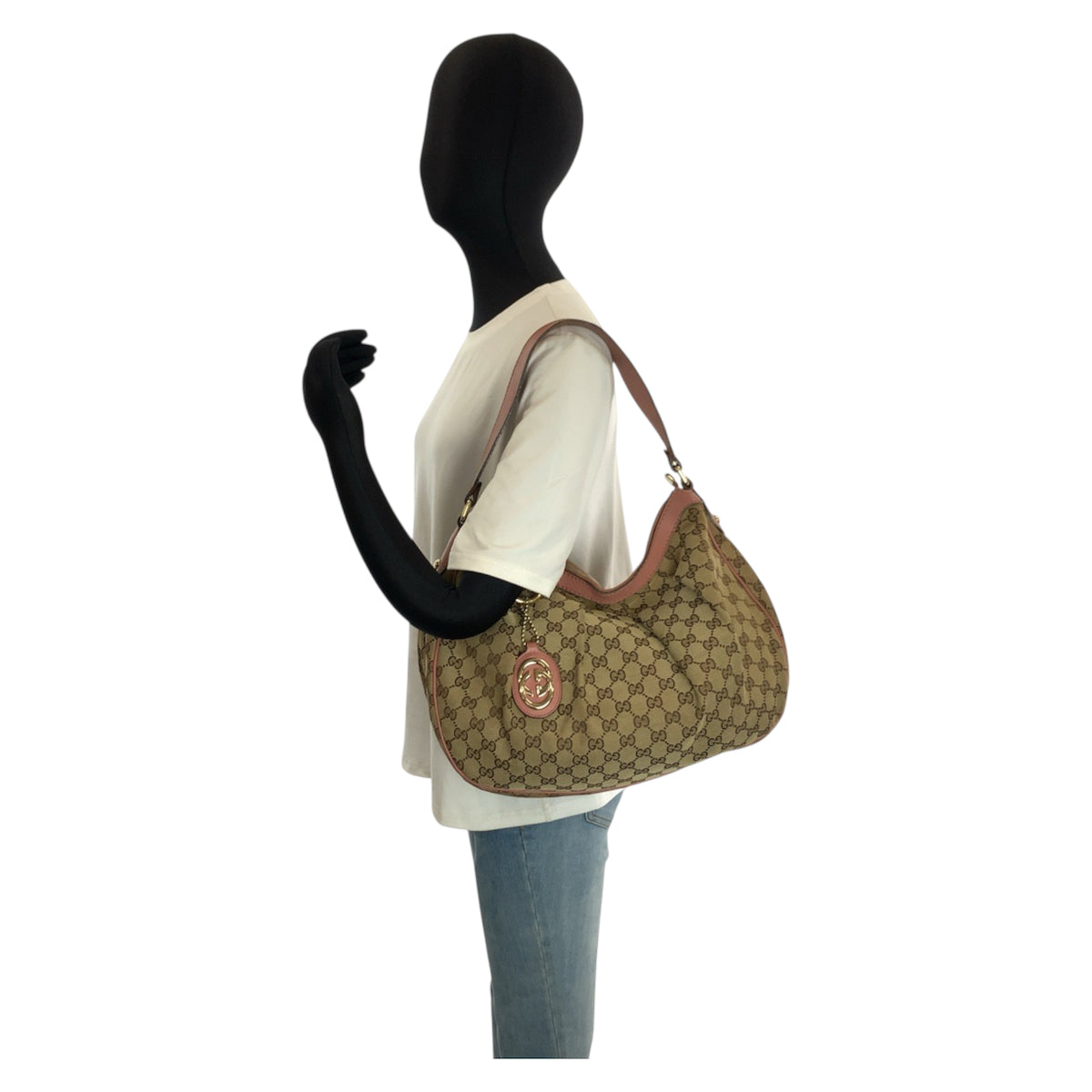 24125
GUCCI グッチ スーキー ベージュ ピンク ゴールド金具 GGキャンバス / レザー 232955 ショルダーバッグ レディース AB35