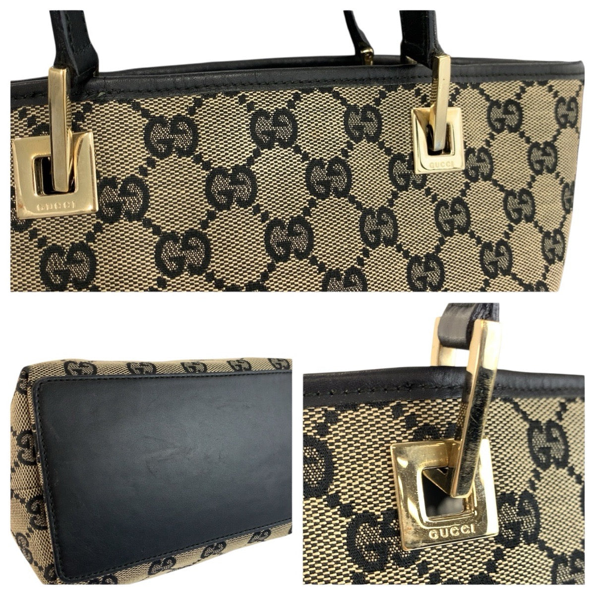 24126
GUCCI グッチ ブラック 黒 ゴールド金具 GGキャンバス / レザー 002 1099 トートバッグ ショルダーバッグ レディース ABP35