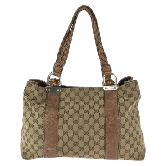 24127
GUCCI グッチ バンブー ベージュ ブラウン シルバー金具 GGキャンバス / レザー 232947 トートバッグ ショルダーバッグ レディース AB30
