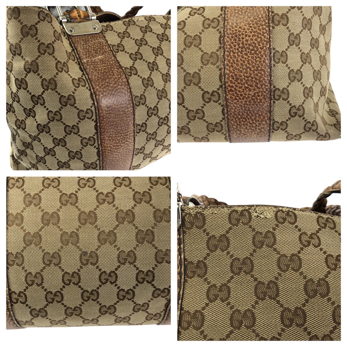 24127
GUCCI グッチ バンブー ベージュ ブラウン シルバー金具 GGキャンバス / レザー 232947 トートバッグ ショルダーバッグ レディース AB30