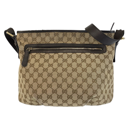 24129
GUCCI グッチ ブラウン ゴールド金具 GGキャンバス / レザー 388930 ショルダーバッグ メッセンジャーバッグ レディース AB35