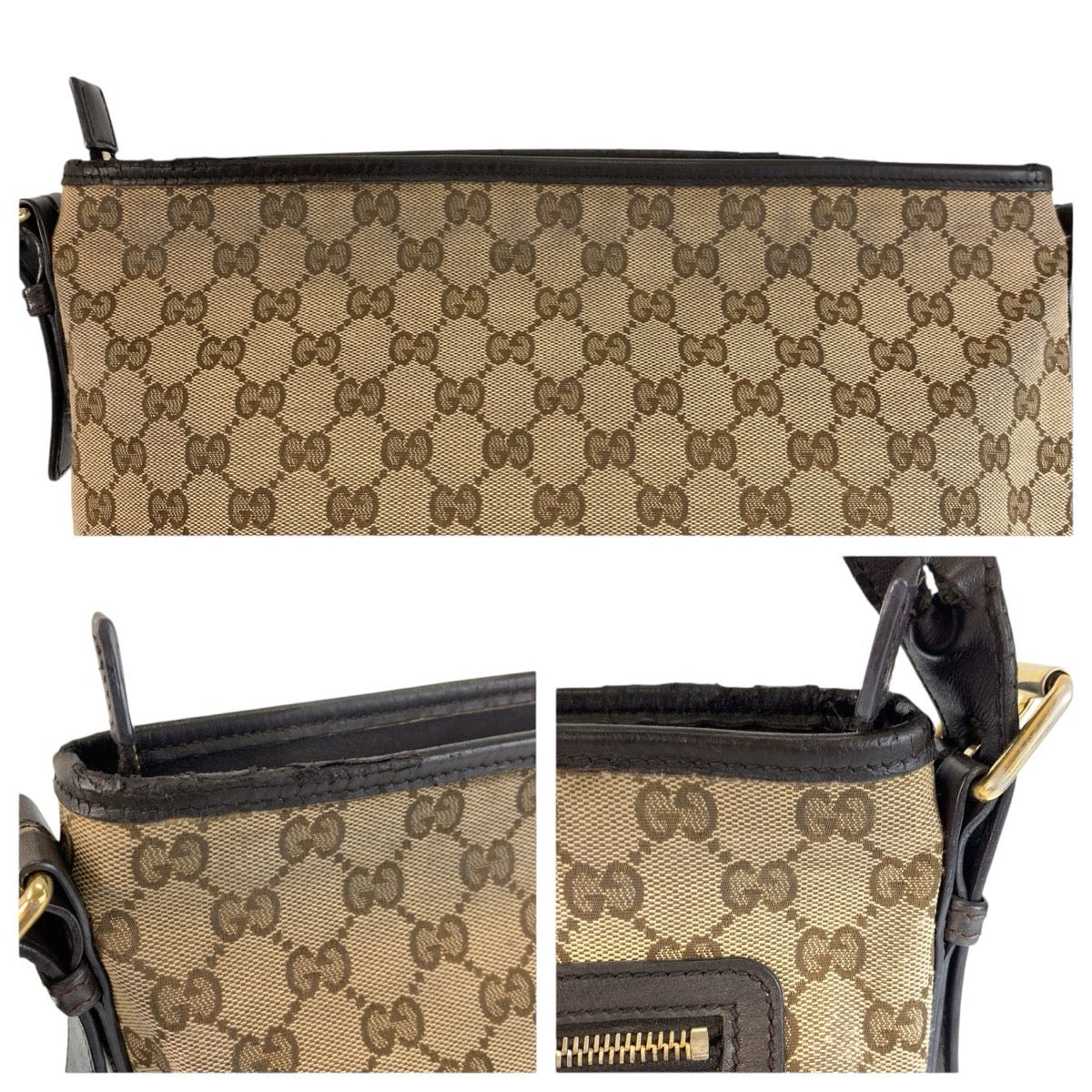 24129
GUCCI グッチ ブラウン ゴールド金具 GGキャンバス / レザー 388930 ショルダーバッグ メッセンジャーバッグ レディース AB35