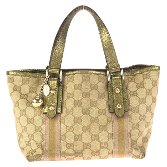 24130
GUCCI グッチ ベージュ ゴールド金具 GGキャンバス / レザー 139261 ミニトートバッグ ハンドバッグ レディース B21