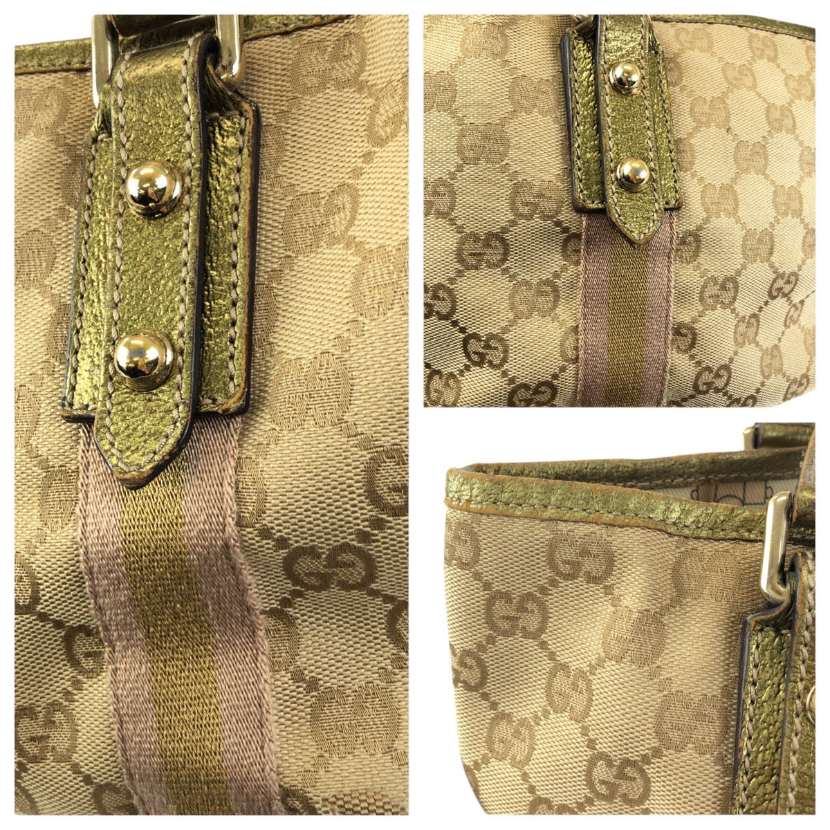 24130
GUCCI グッチ ベージュ ゴールド金具 GGキャンバス / レザー 139261 ミニトートバッグ ハンドバッグ レディース B21