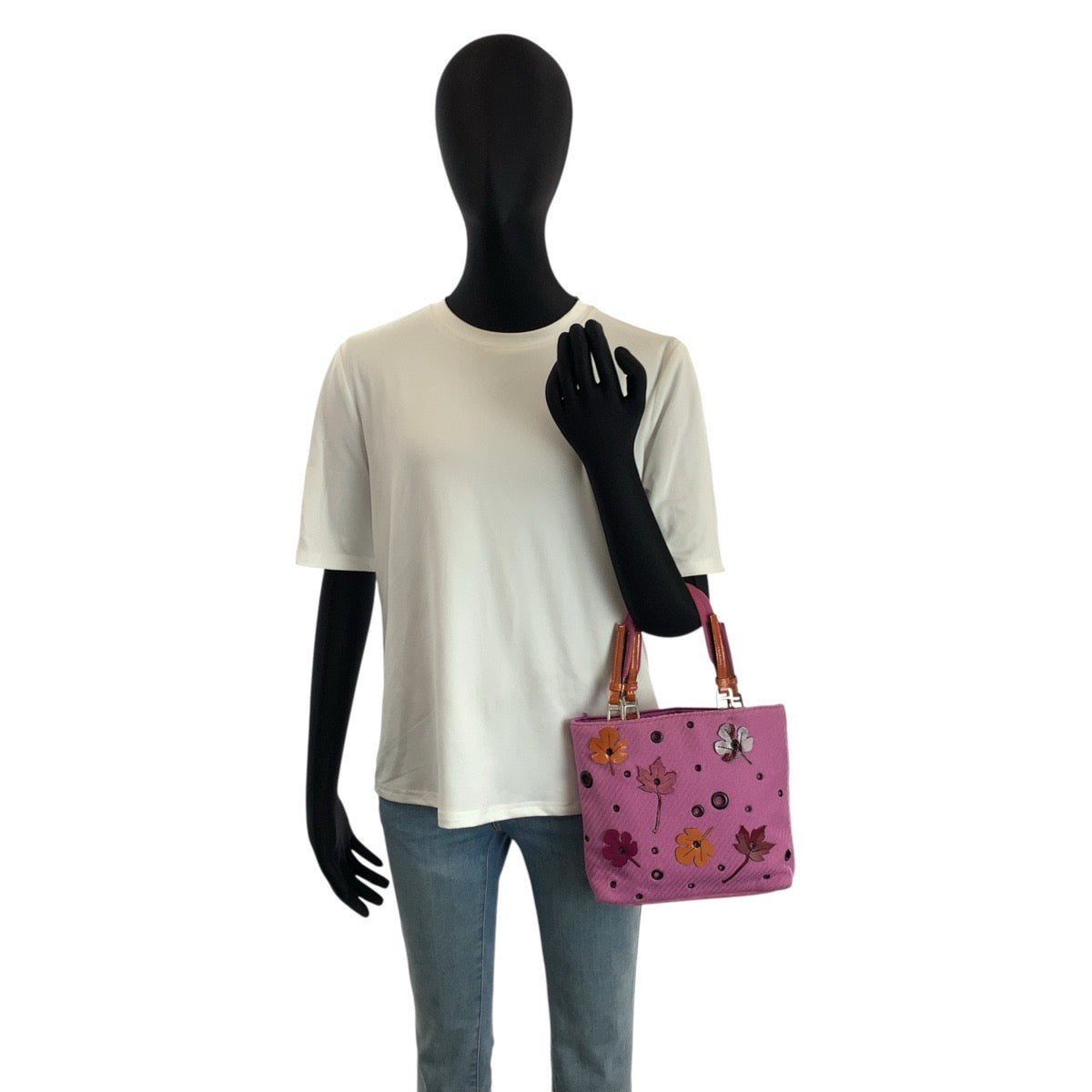 24131
PRADA プラダ ピンク シルバー金具 ウール / スウェード トートバッグ ハンドバッグ レディース AB21