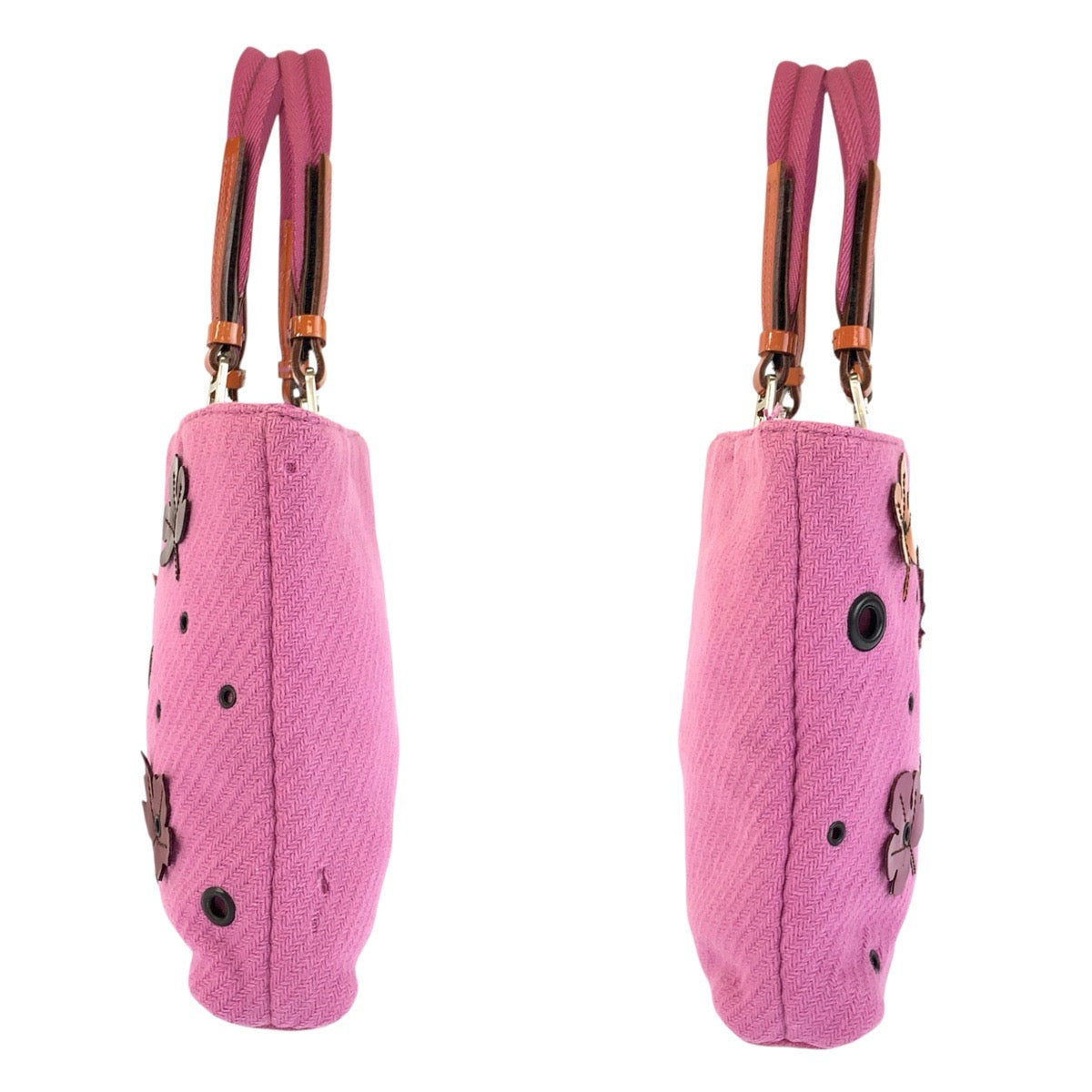 24131
PRADA プラダ ピンク シルバー金具 ウール / スウェード トートバッグ ハンドバッグ レディース AB21