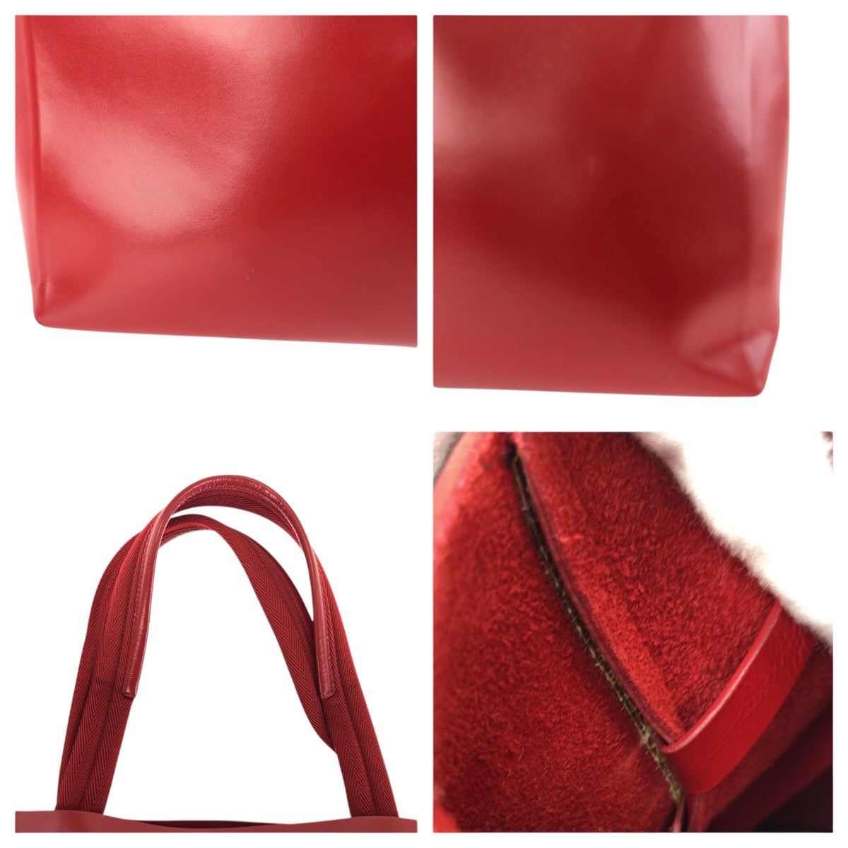 24132
PRADA プラダ ロゴ型抜き レッド シルバー金具 レザー トートバッグ ハンドバッグ レディース ABP42