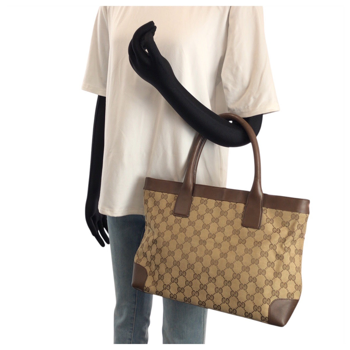 24133
GUCCI グッチ ブラウン ベージュ GGキャンバス / レザー 002 1119 ハンドバッグ トートバッグ レディース AB35