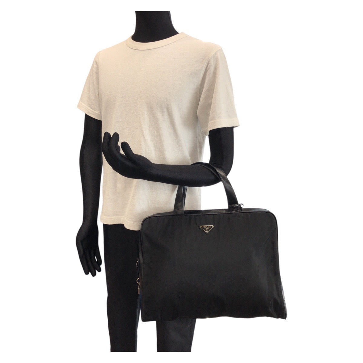 24135
PRADA プラダ テスート 三角ロゴプレート ブラック 黒 シルバー金具 ナイロン / レザー ビジネスバッグ ブリーフケース メンズ ABP36