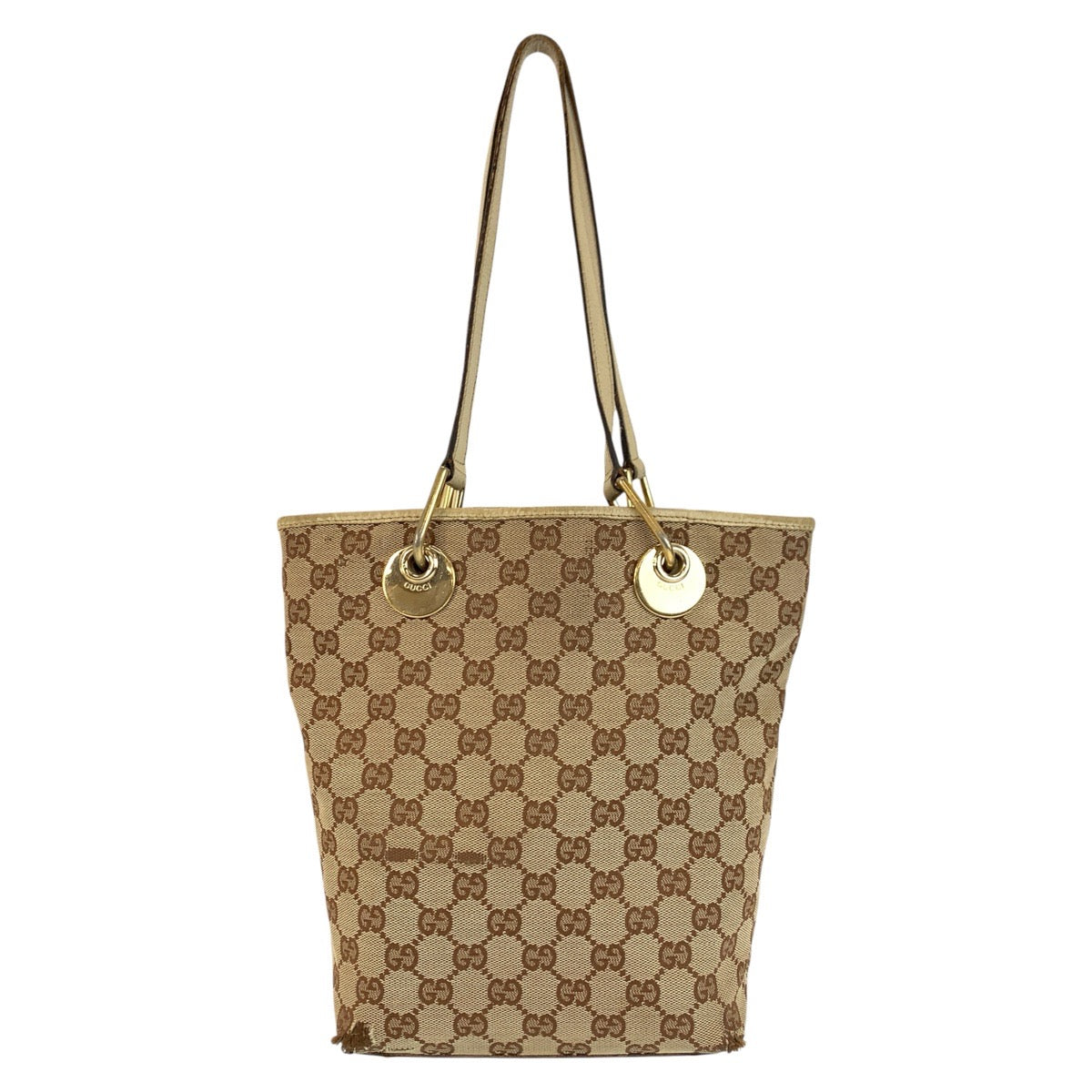 24136
GUCCI グッチ ベージュ アイボリー ゴールド金具 GGキャンバス / レザー 120840 トートバッグ ショルダーバッグ レディース B21