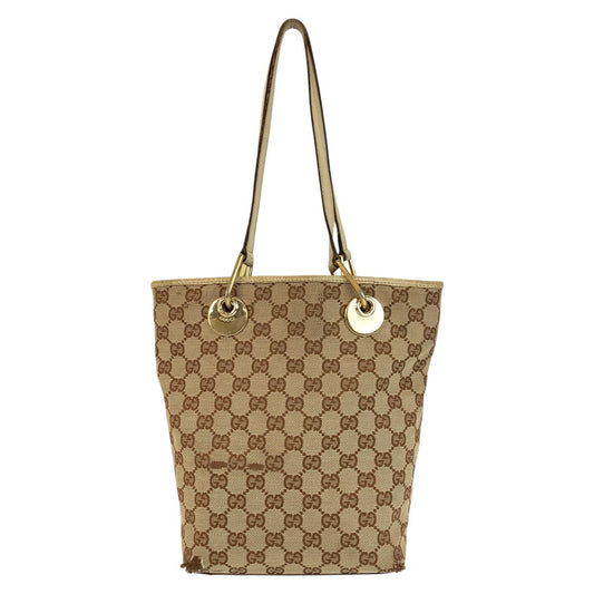 24136
GUCCI グッチ ベージュ アイボリー ゴールド金具 GGキャンバス / レザー 120840 トートバッグ ショルダーバッグ レディース B21