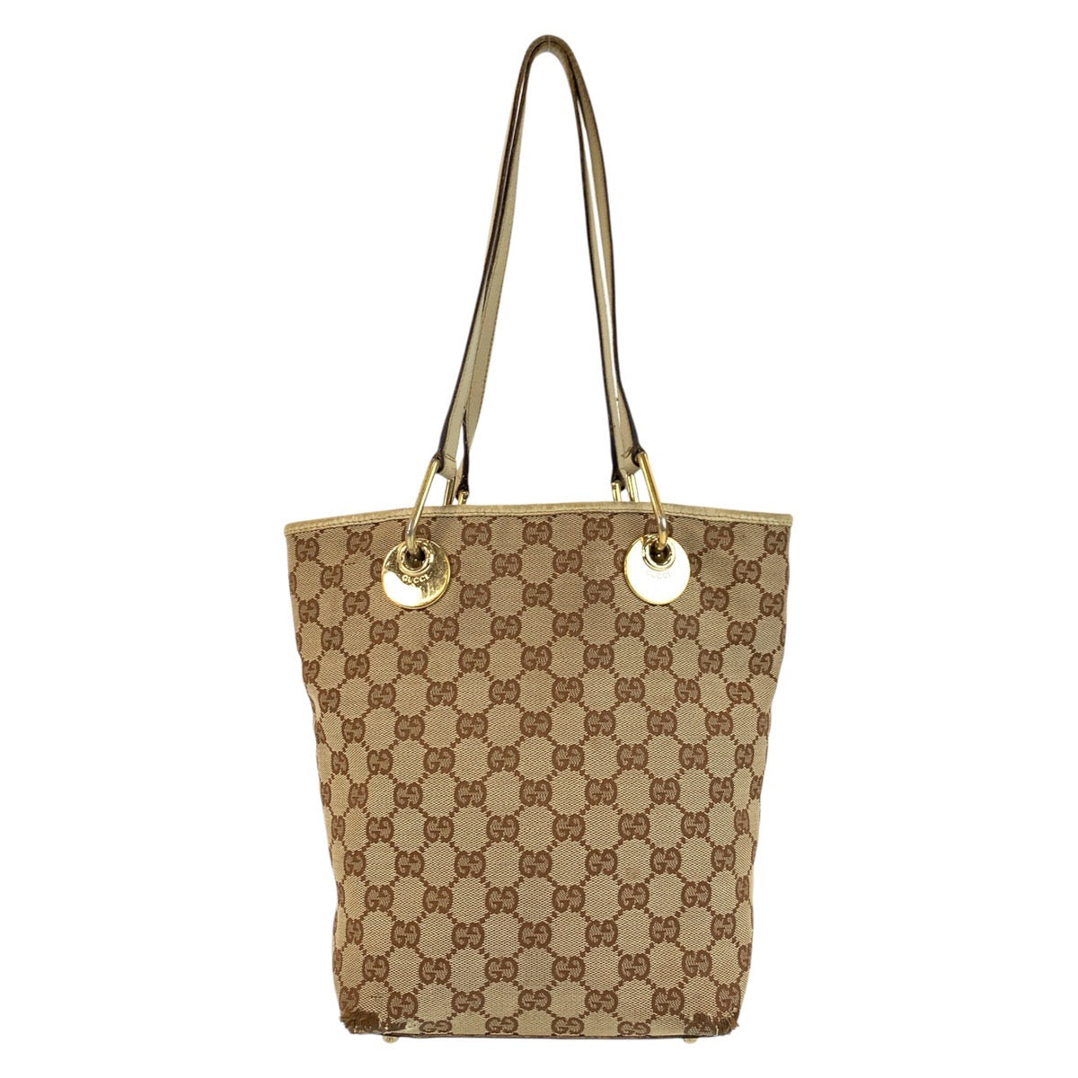 24136
GUCCI グッチ ベージュ アイボリー ゴールド金具 GGキャンバス / レザー 120840 トートバッグ ショルダーバッグ レディース B21