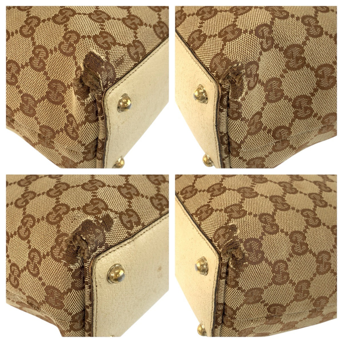 24136
GUCCI グッチ ベージュ アイボリー ゴールド金具 GGキャンバス / レザー 120840 トートバッグ ショルダーバッグ レディース B21