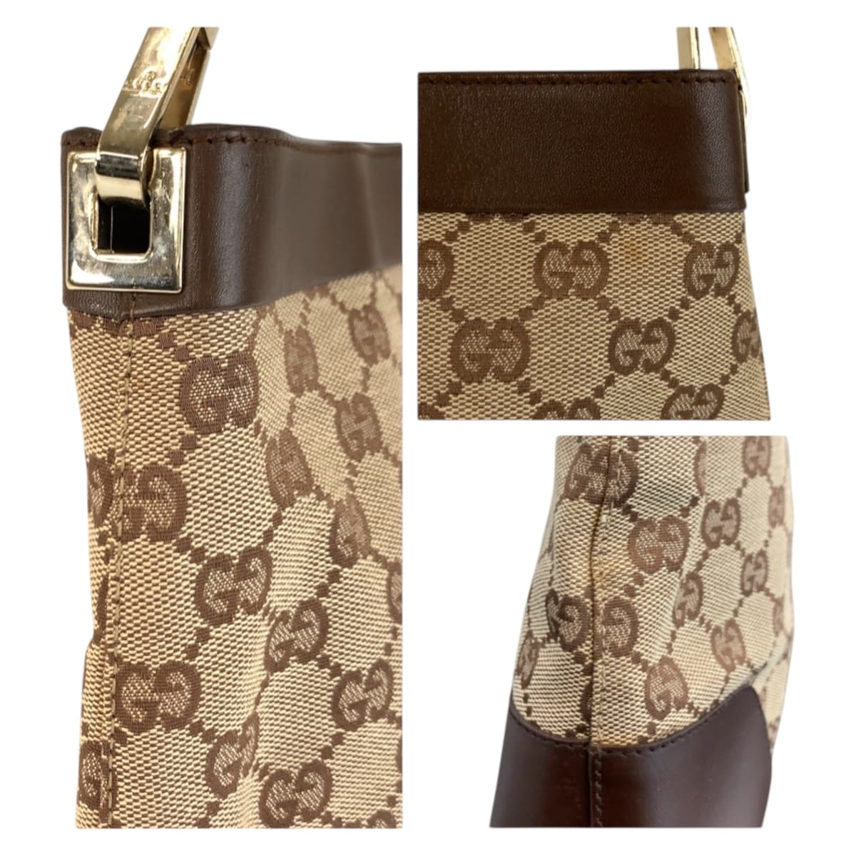 24137
GUCCI グッチ ベージュ ブラウン ゴールド金具 GGキャンバス / レザー 001 4231 ショルダーバッグ レディース ABP35