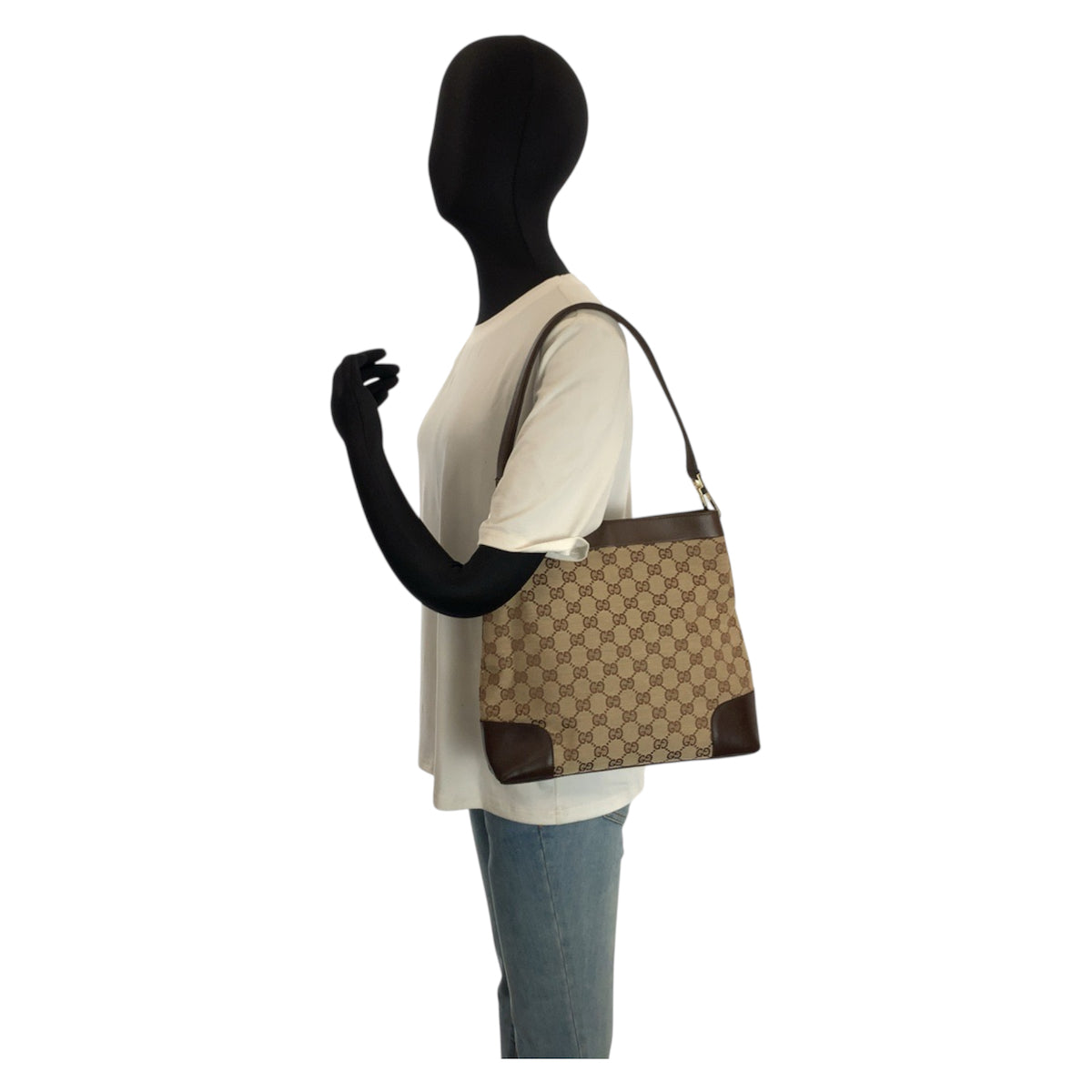 24137
GUCCI グッチ ベージュ ブラウン ゴールド金具 GGキャンバス / レザー 001 4231 ショルダーバッグ レディース ABP35