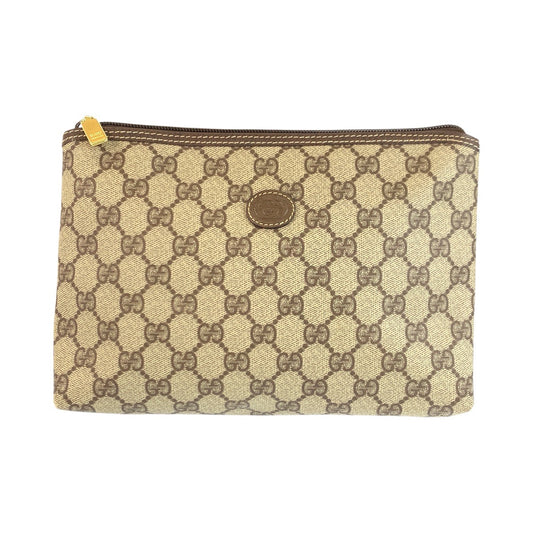 24139
GUCCI グッチ ヴィンテージ ベージュ ブラウン ゴールド金具 GGスプリームキャンバス / レザー 014 115 6088 クラッチバッグ セカンドバッグ レディース ABP16